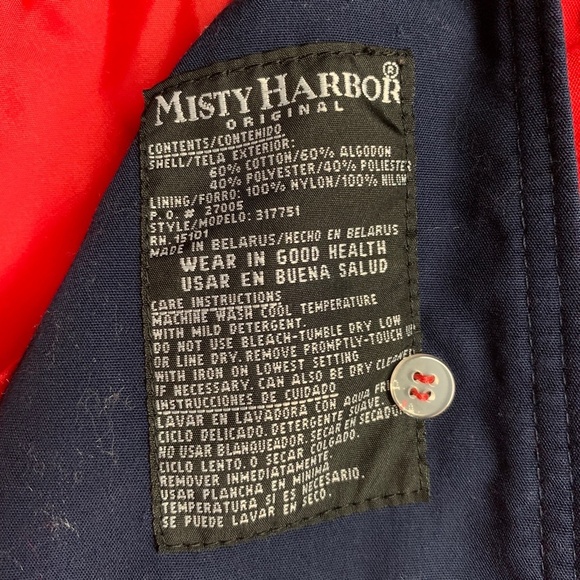 Misty Harbor Any Weather Rain Coat Womens 10 Red Fabric Lined Slicker Pockets M - Picture 10 of 14